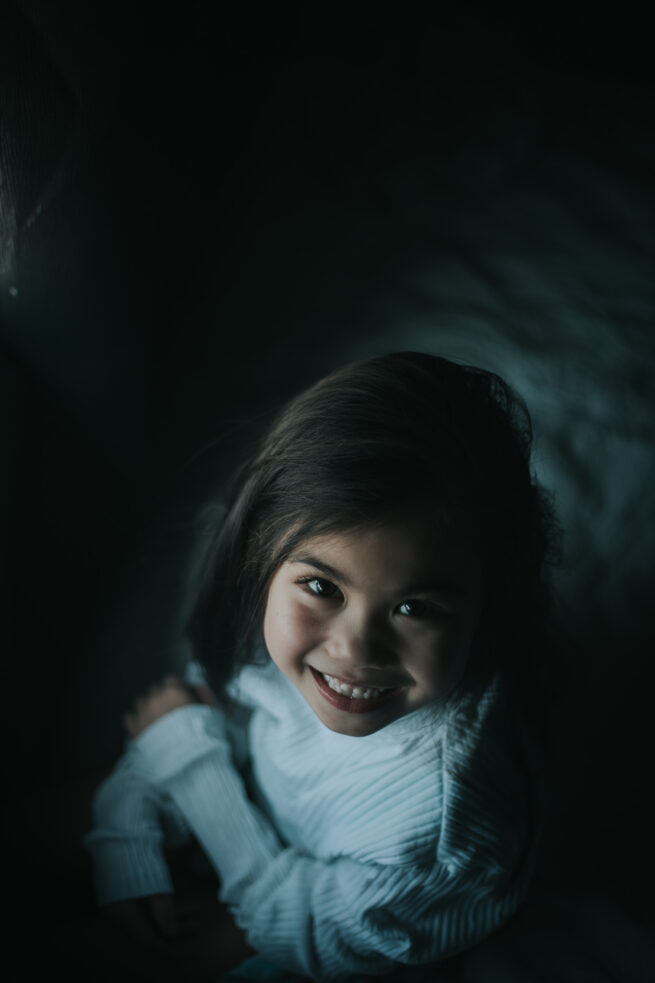Portrait of a child in black and white